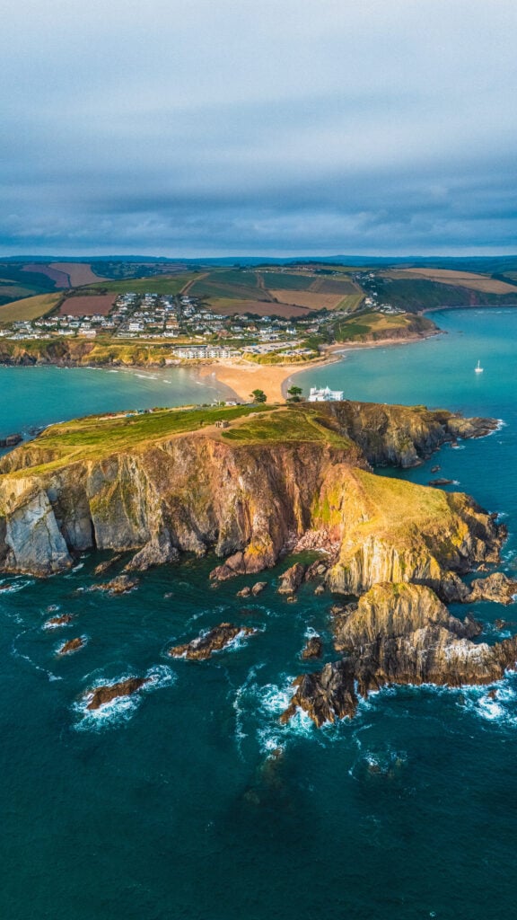 view of burgh island from the air