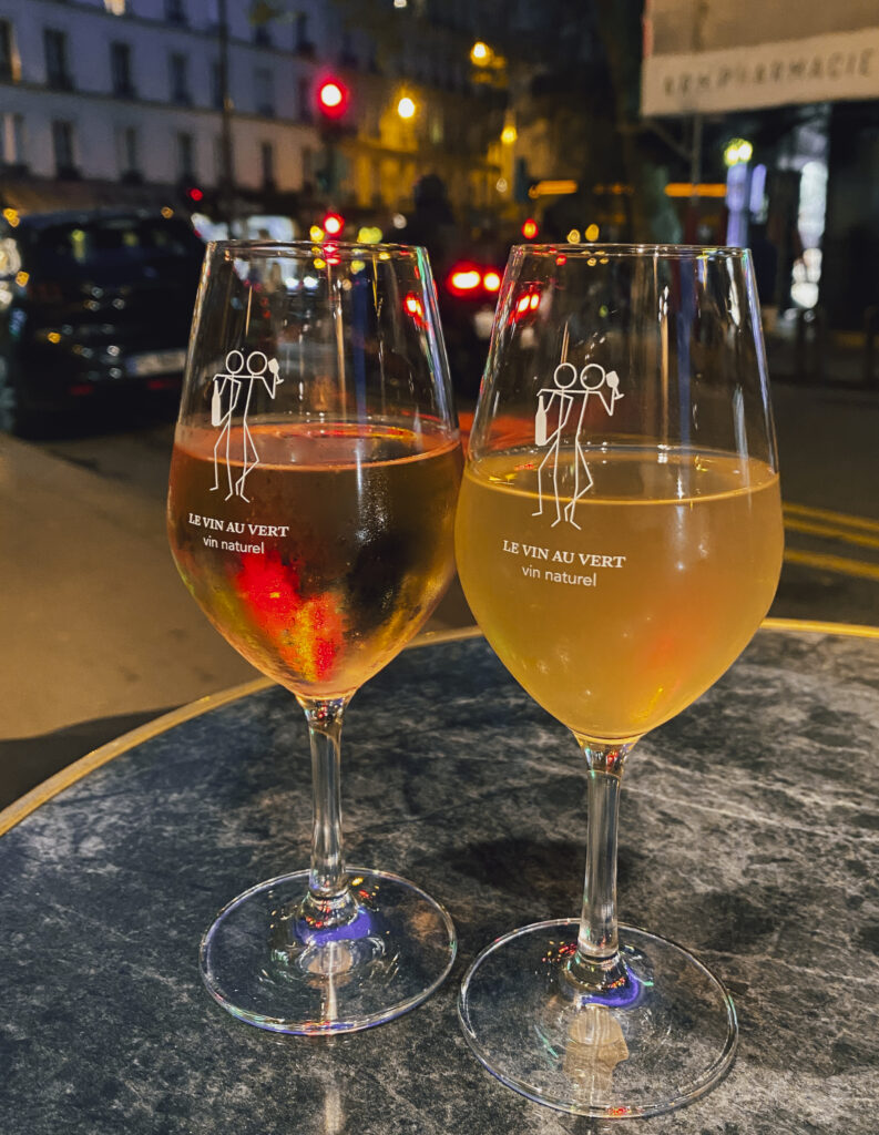 two glasses of wine in paris