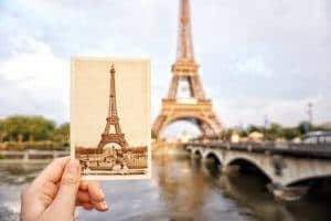 eiffel tower vintage postcard