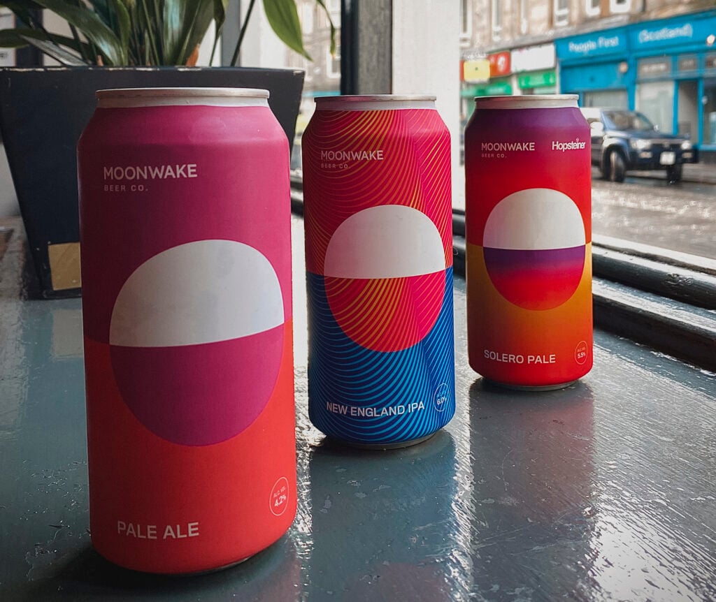cans of moonwake beer