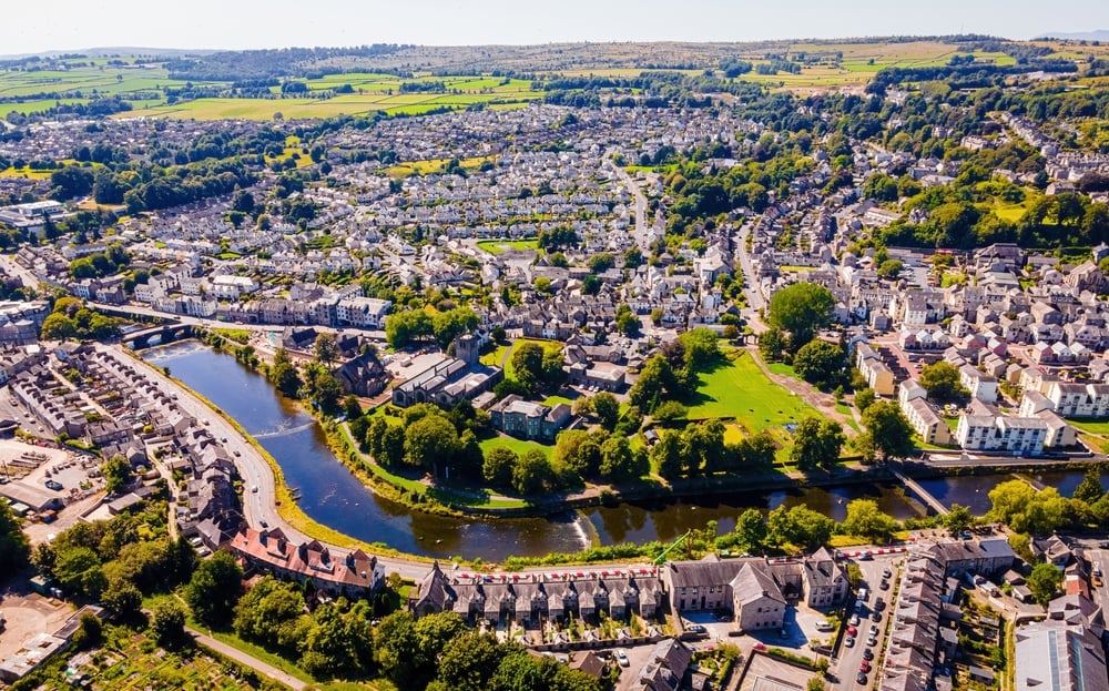 Aerial view of Kendal in Lake District