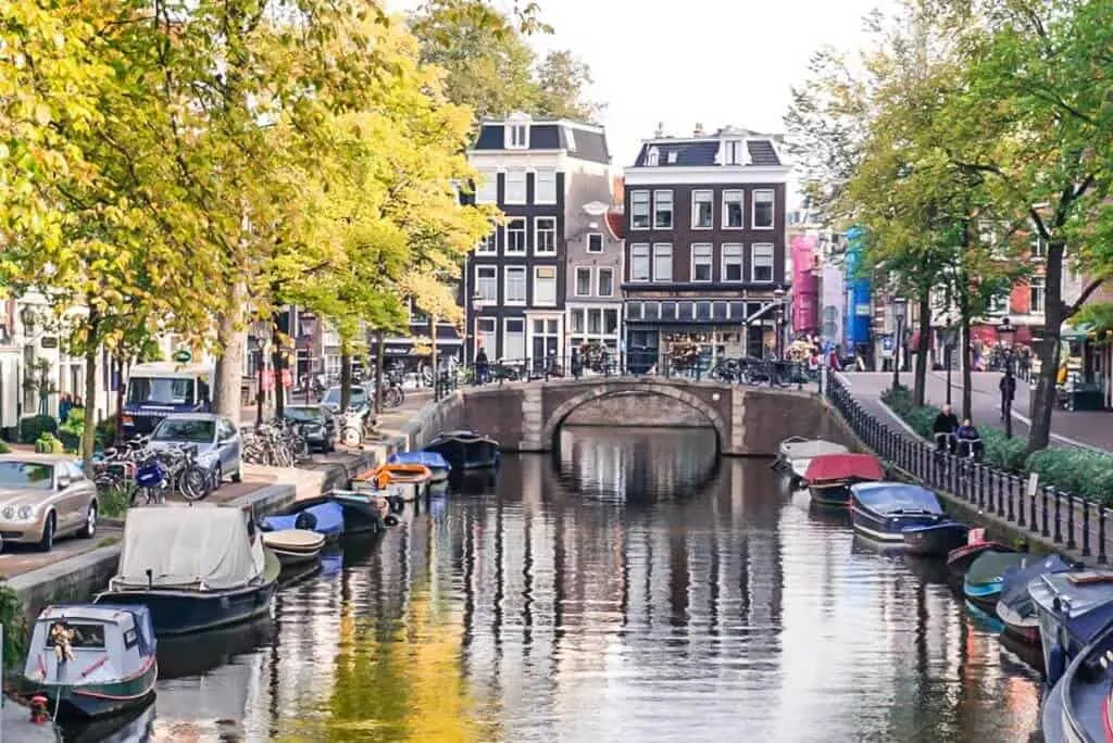 Amsterdam, the Netherlands: canal view in the autumn