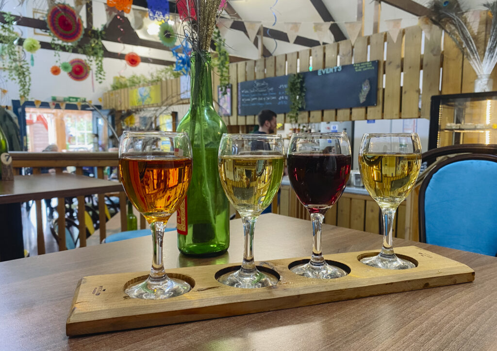 wine flight at cairn o mohr winery scotland