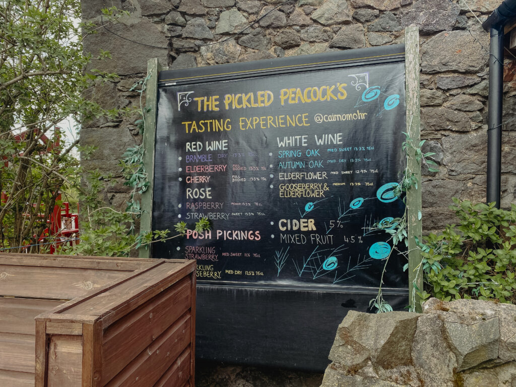 wine list options pickled peacock at cairn o mohr winery