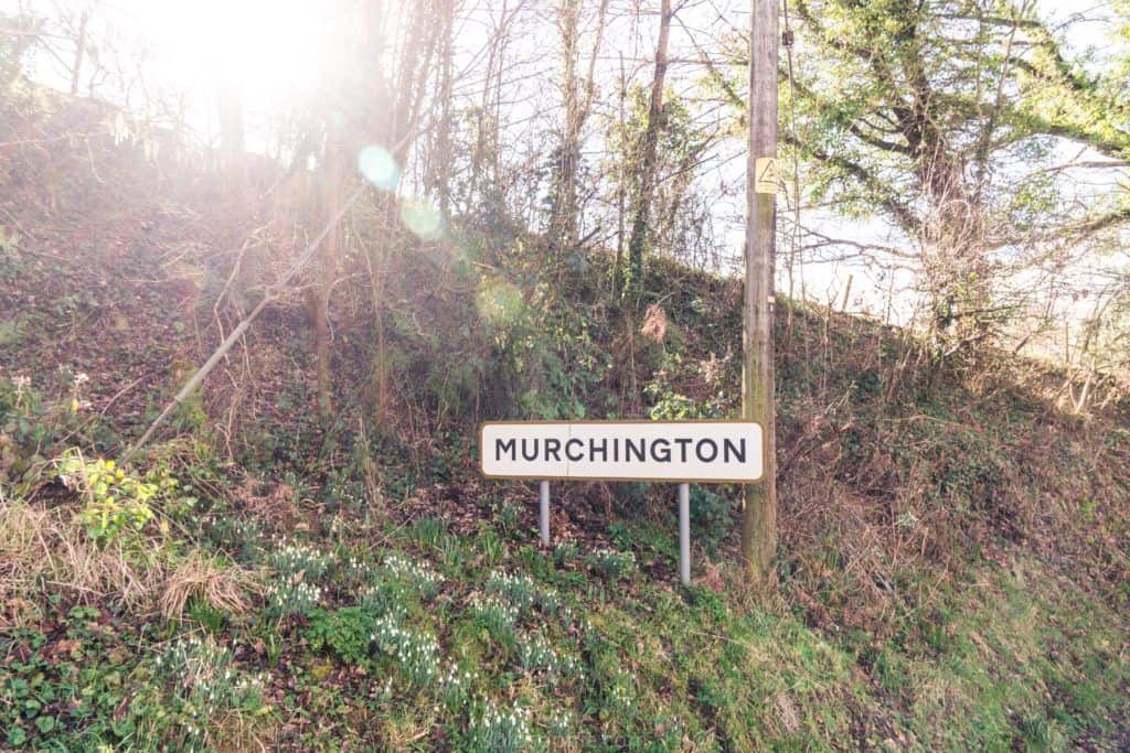 Murchington, a quaint hamlet in Dartmoor National park, Devon, England: signpost