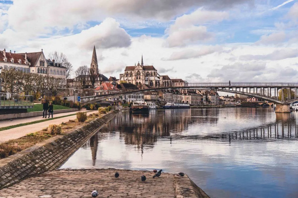 auxerre river view, Burgundy, France