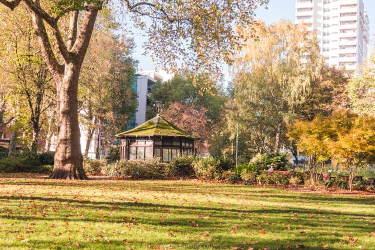 Paddington Street Gardens: a green space and park housed on the site of a former cemetery in Marylebone, London, England
