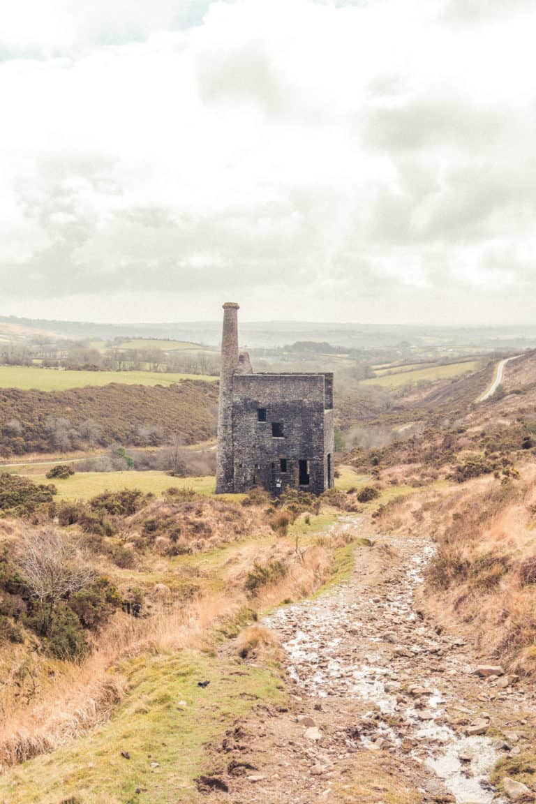 Uncovering Devon's Tin Mining History at Wheal Betsy, a former engine house for lead, silver and copper mining in Dartmoor, Devon, England