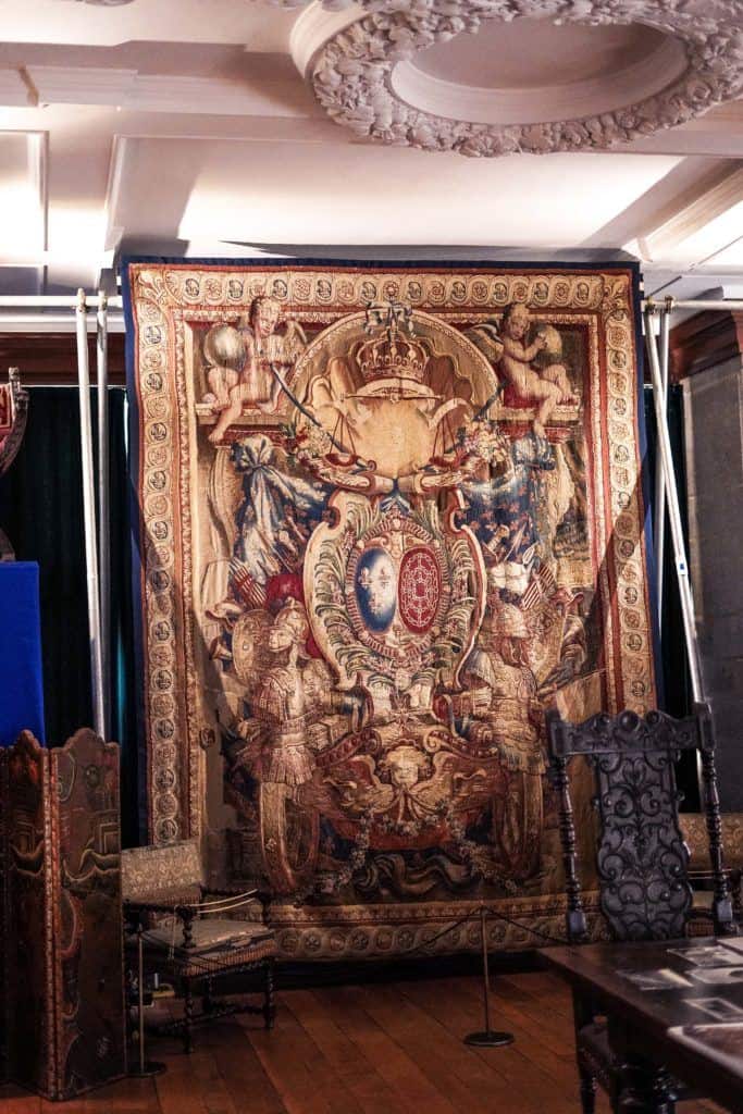 Char de Triomphe Portiere: The Louis XIV Tapestry from Versailles, France Hiding in an English Castle, Devon, England