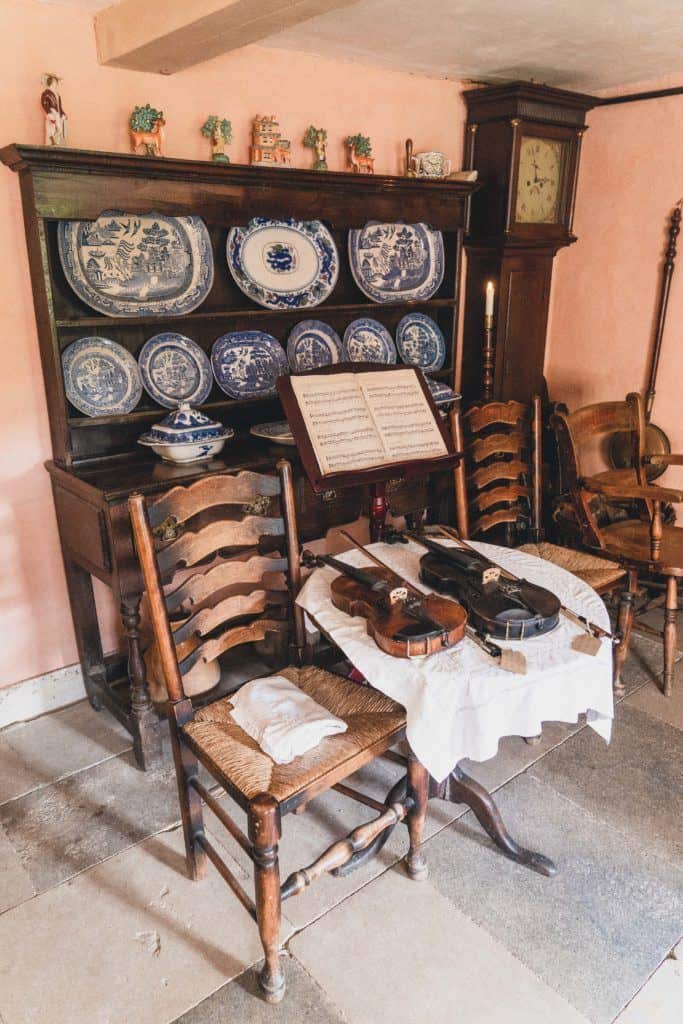 Interior of Thomas Hardy's Cottage, Lower Brockhampton, Following in the Footsteps of Thomas Hardy in Dorset, South West England. Locations, book inspiration,Thomas Hardy’s home, etc