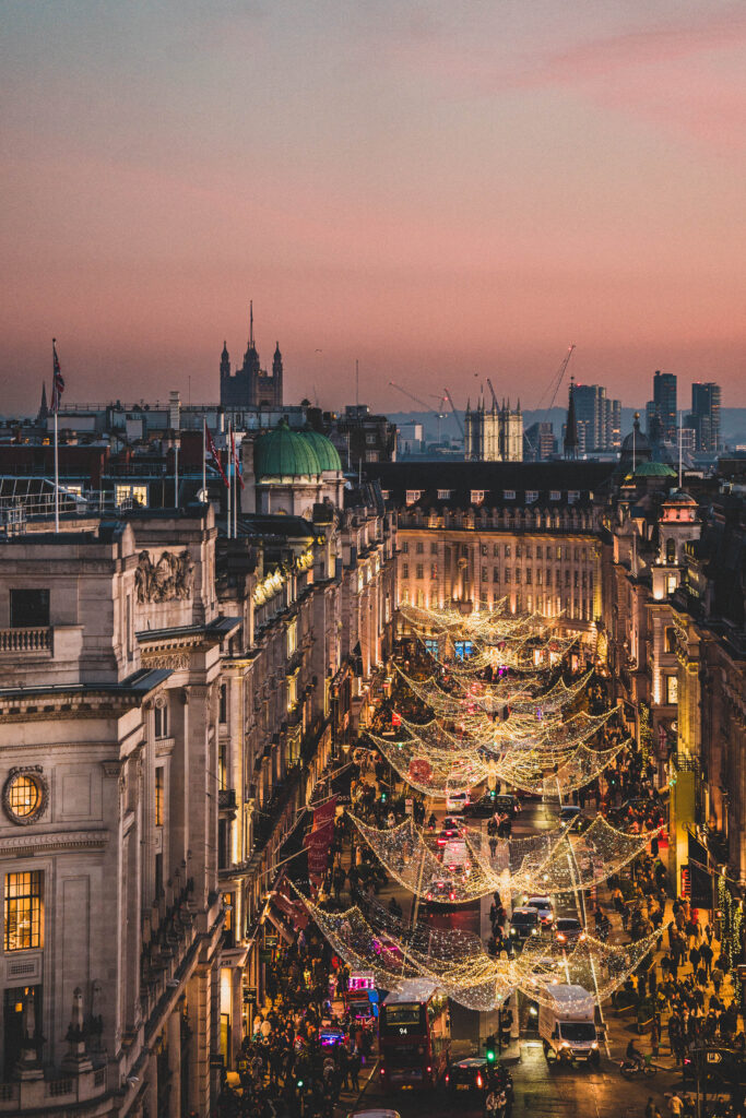 christmas street lights london england