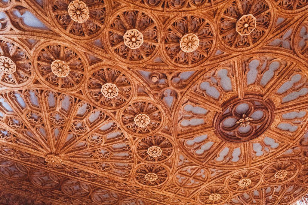 ceiling details of Livraria Lello in Portugal