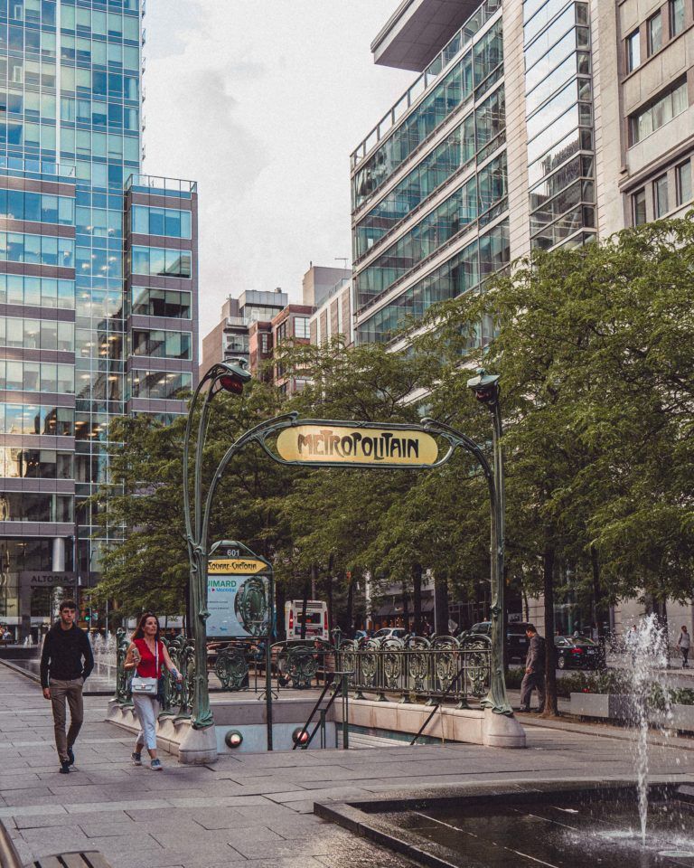 Square-Victoria-OACI station Metro Station Entrance: A Piece of Paris in Montreal, Quebec, Canada