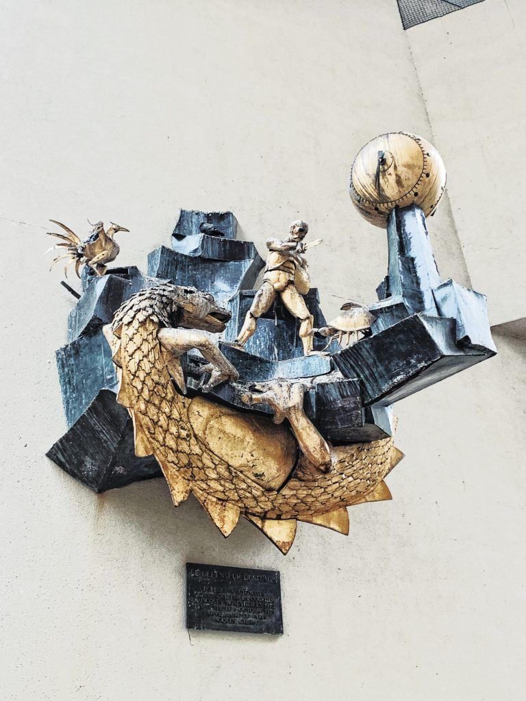 Le Défenseur du Temps (The Defender of Time) Clock in Le Marais, Paris, France