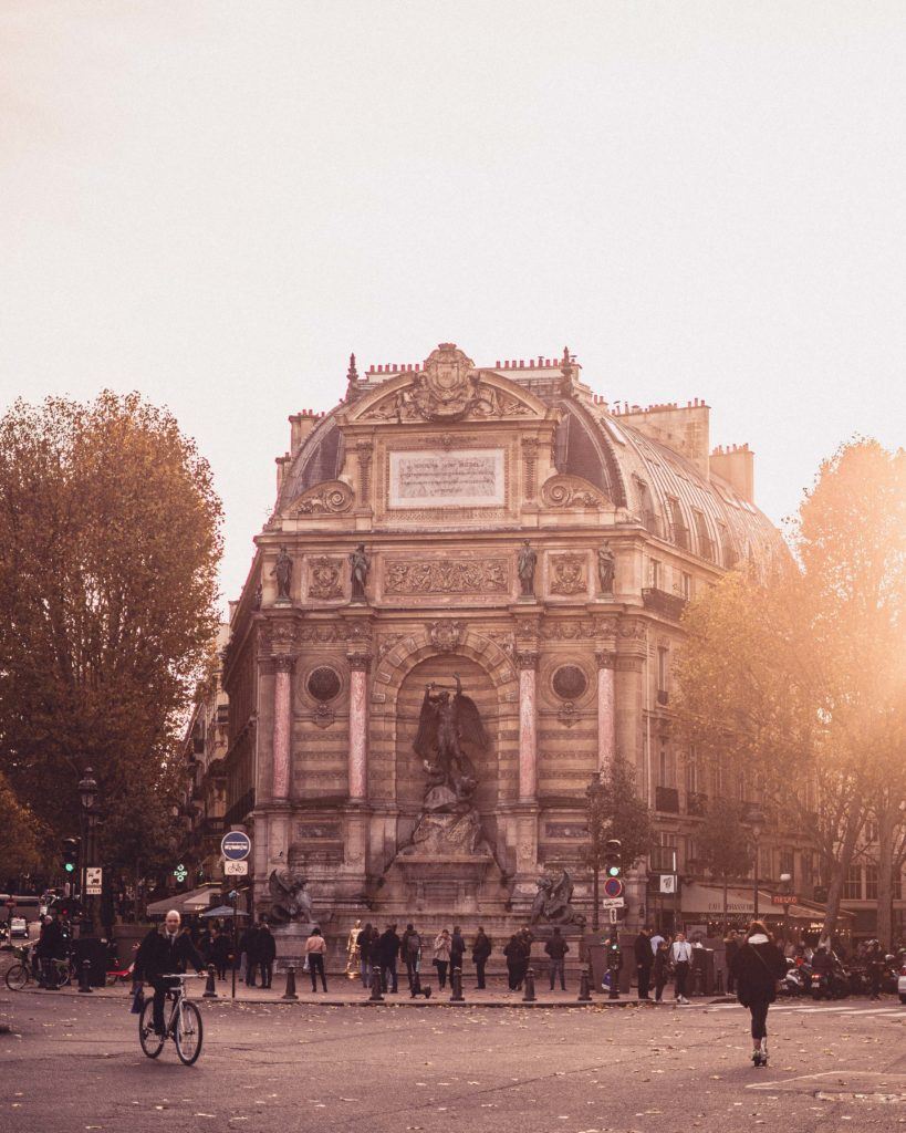 19th-century Feature Fontaine Saint-Michel in the 6th arrondissement of Paris France
