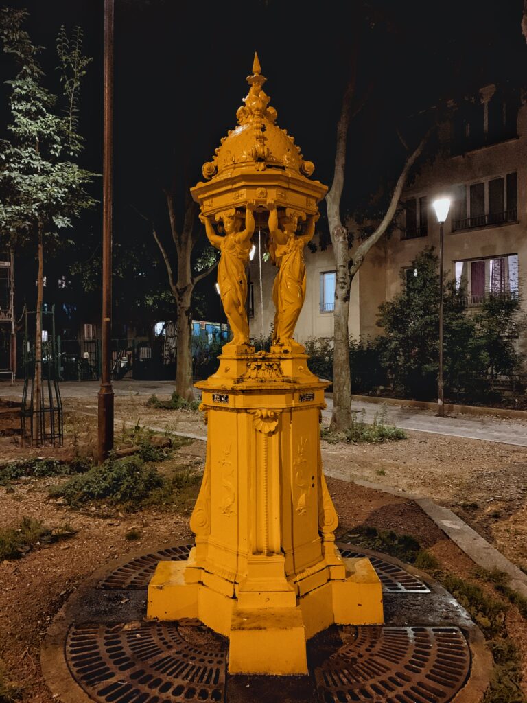 yellow wallace fountain paris