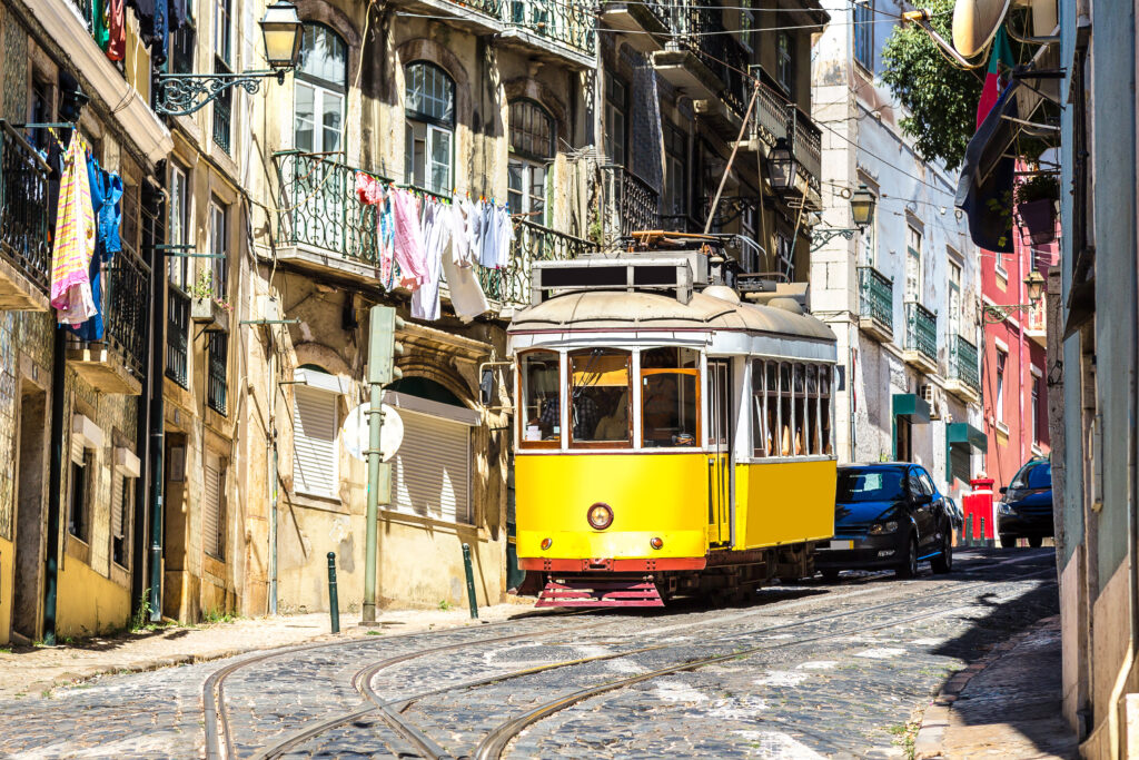 vintage tram in lisbon