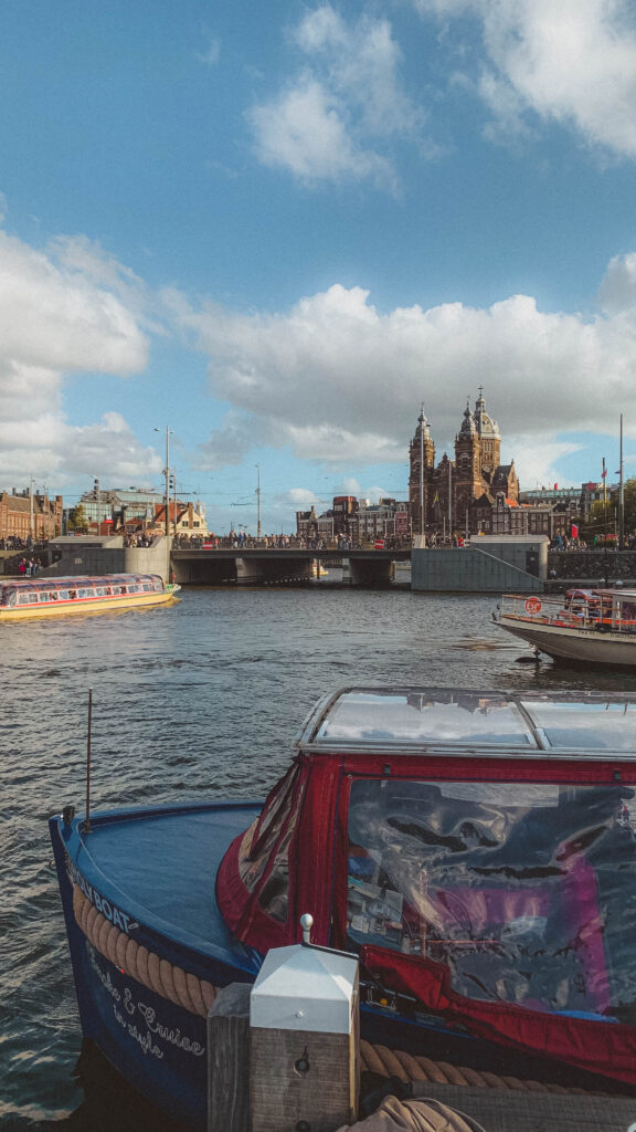 boat in Amsterdam on a sunny day of October