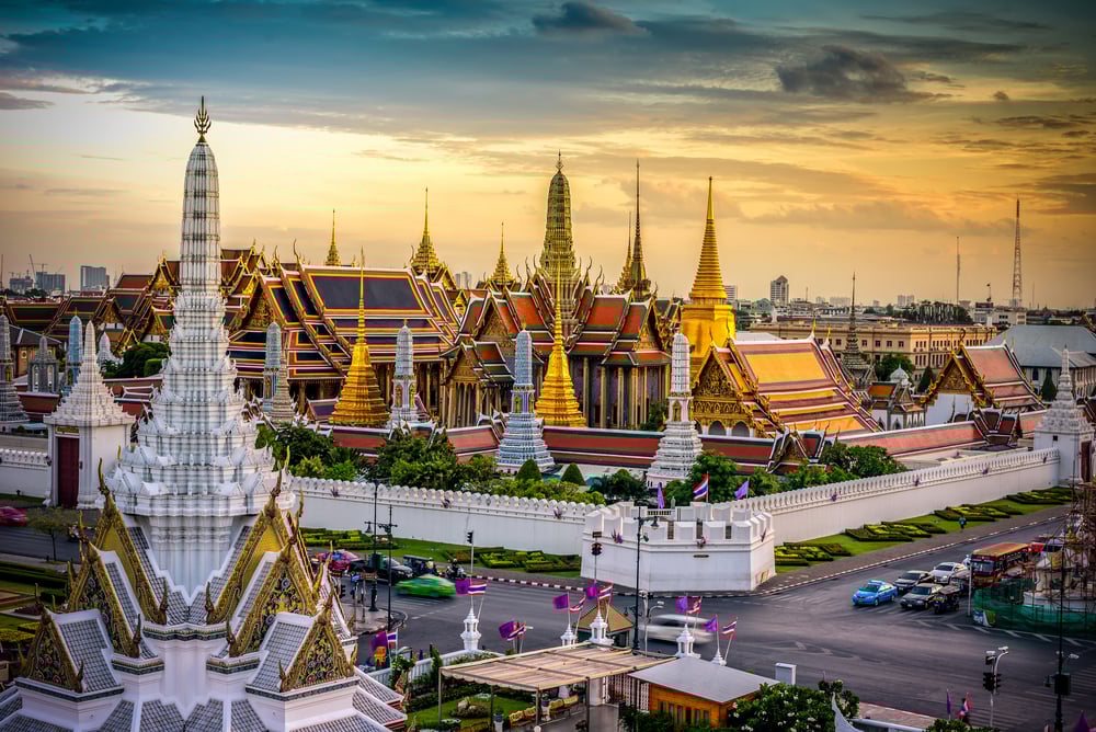Grand Palace and Wat phra keaw at sunset bangkok