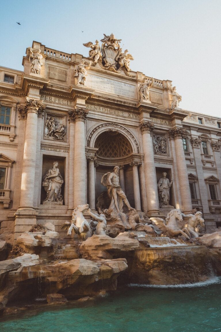 trevi fountain at sunrise
