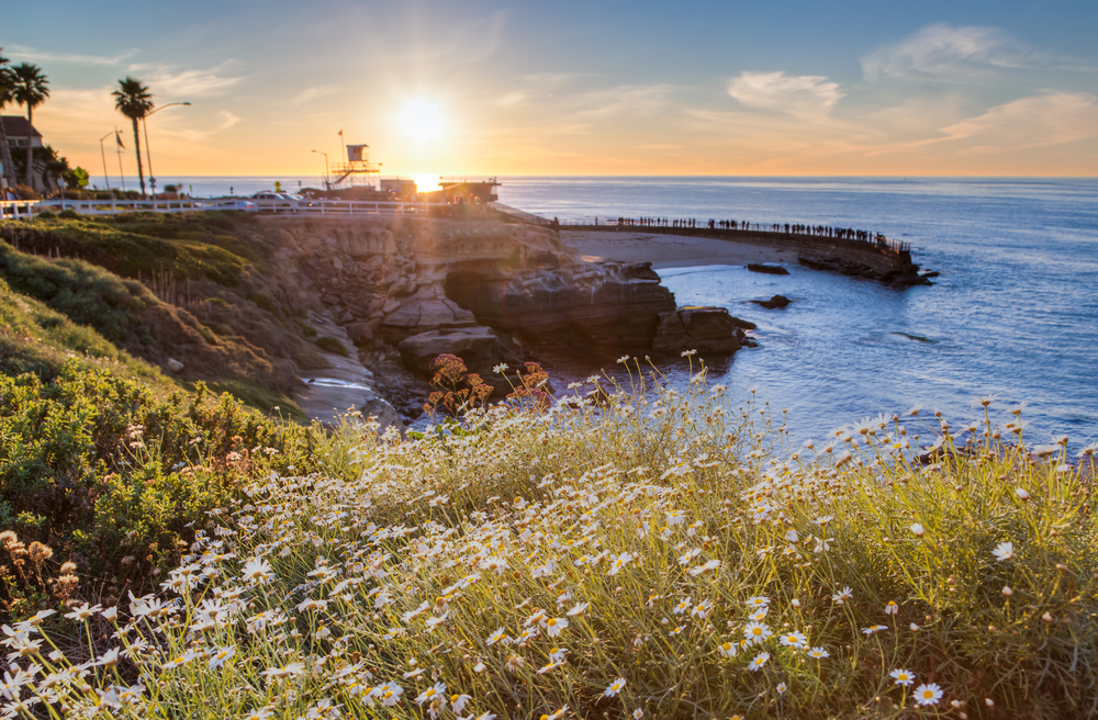 Beautiful Sunset at La Jolla cove beach