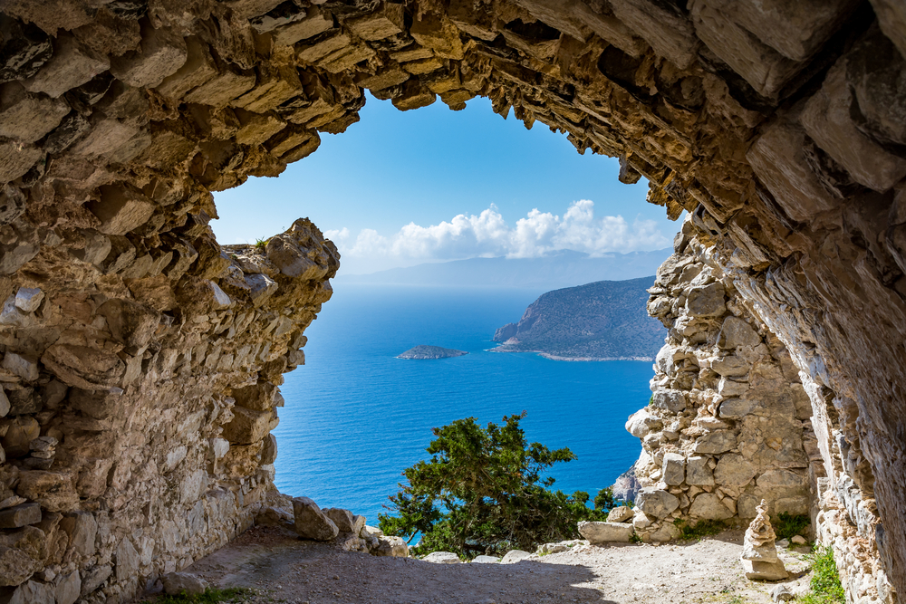 View from ruins of a church in Monolithos castle