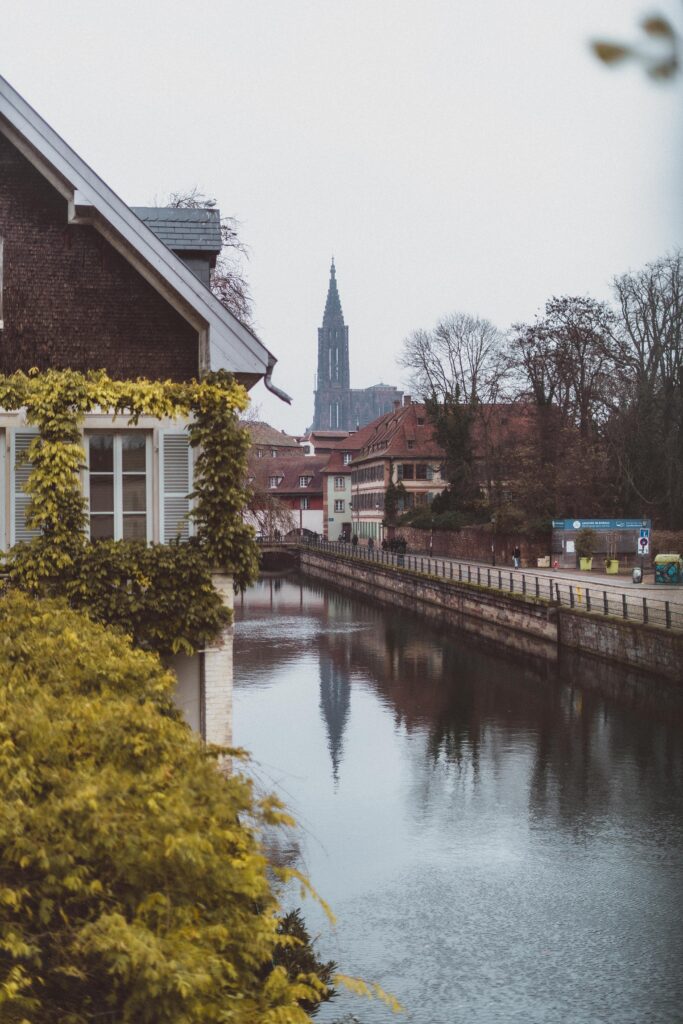 petite france looking onto strasbourg cathedral