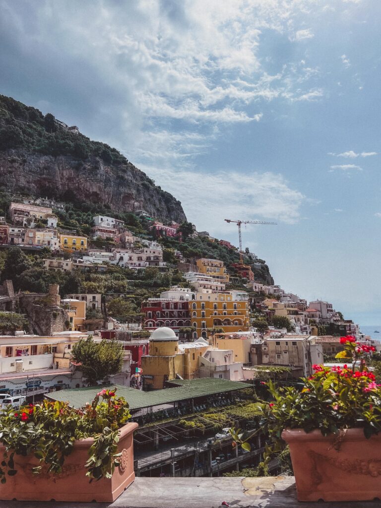 looking out over the pastel houses of positano