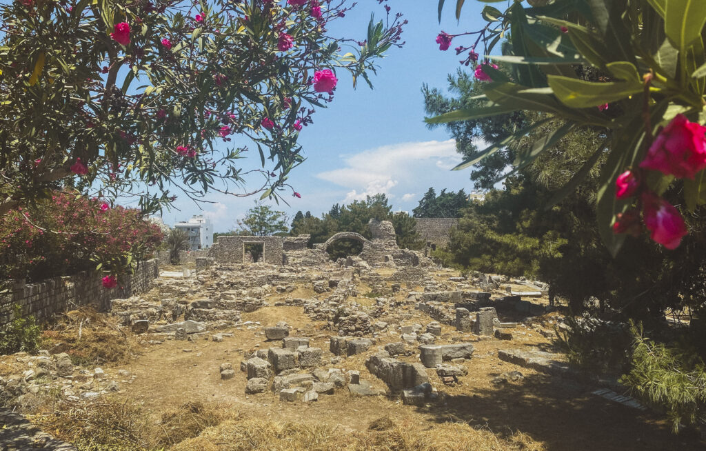 view of ancient ruins in kos greece