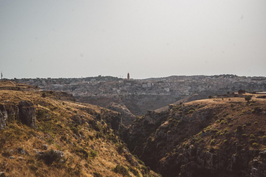 view from a distance of matera italy