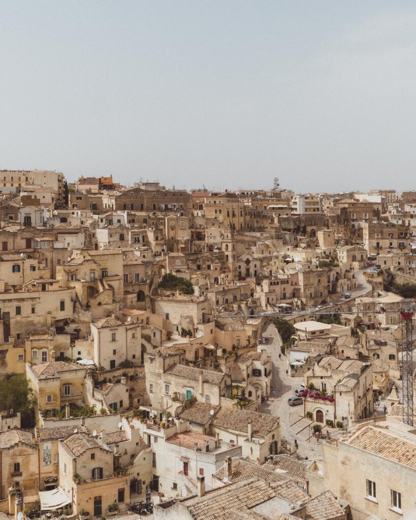 view of matera city in italy