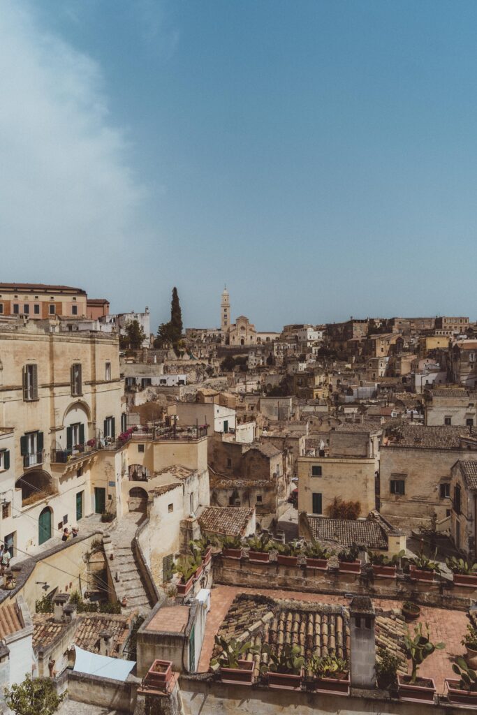view point of matera city in italy