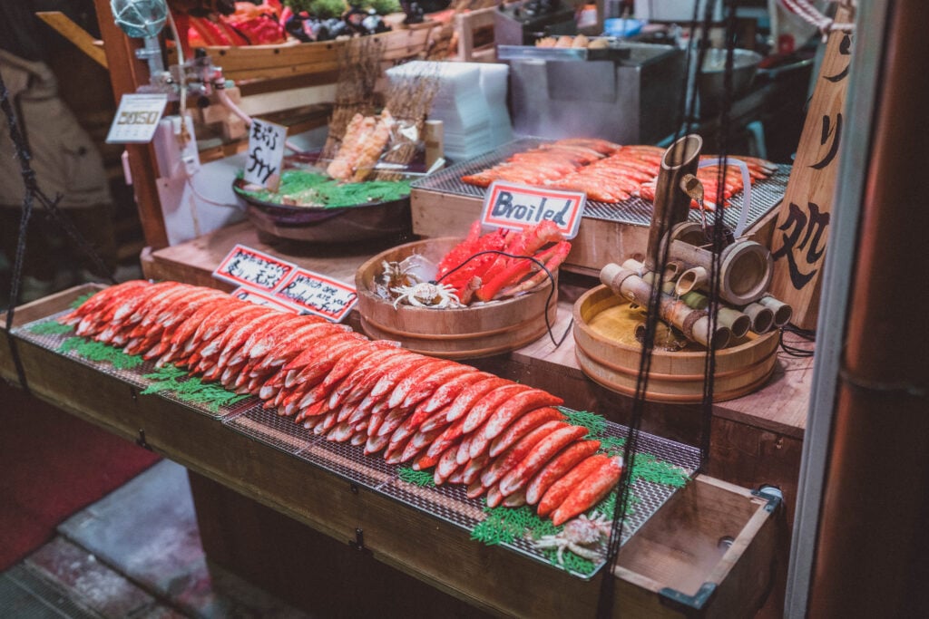 shrimp at nishiki market