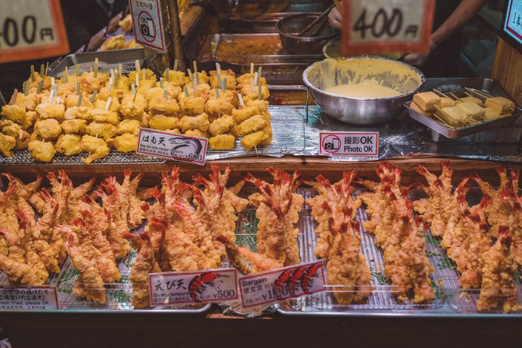 shrimp at the nishiki market, kyoto