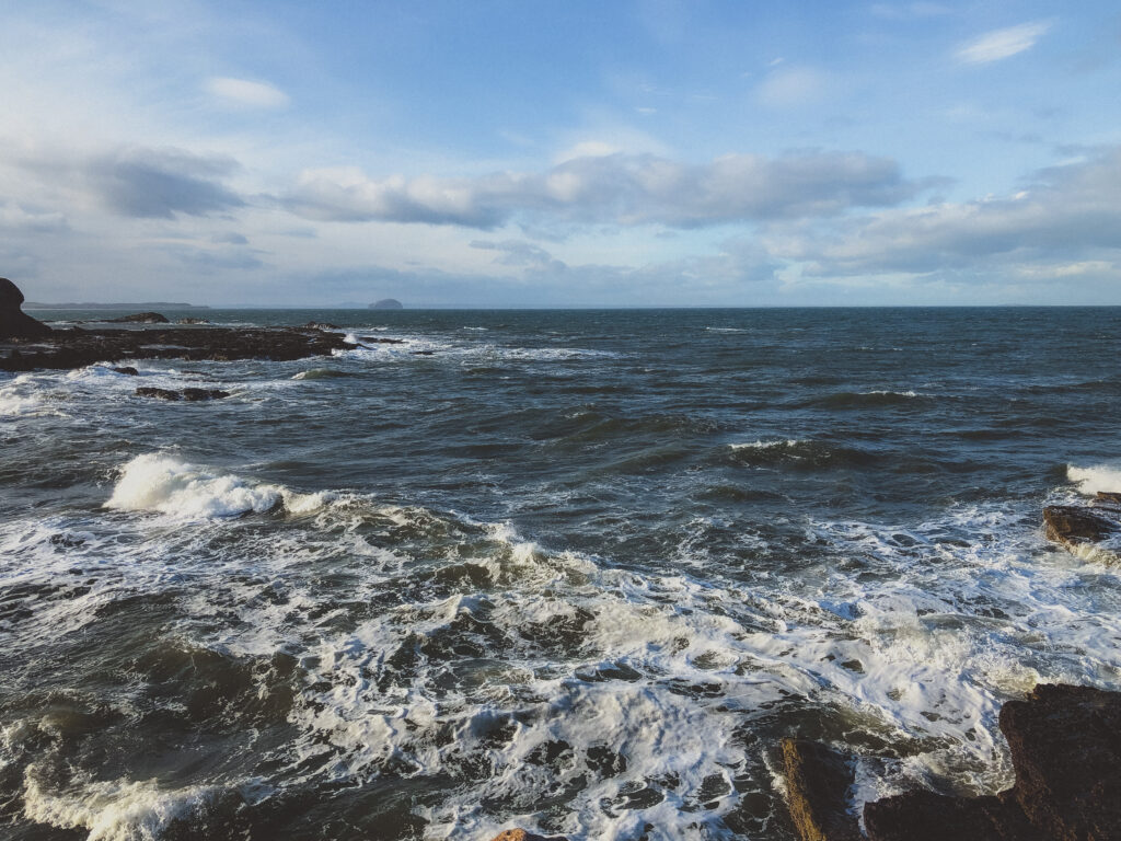 view of the sea in dunbar scotland 