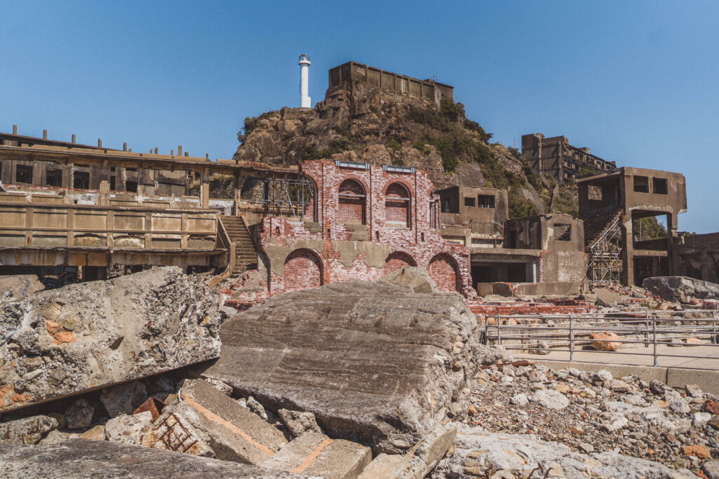 battleship island and lighthouse