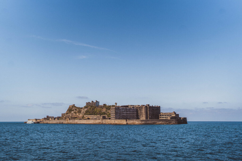 gunkanjima island from the sea