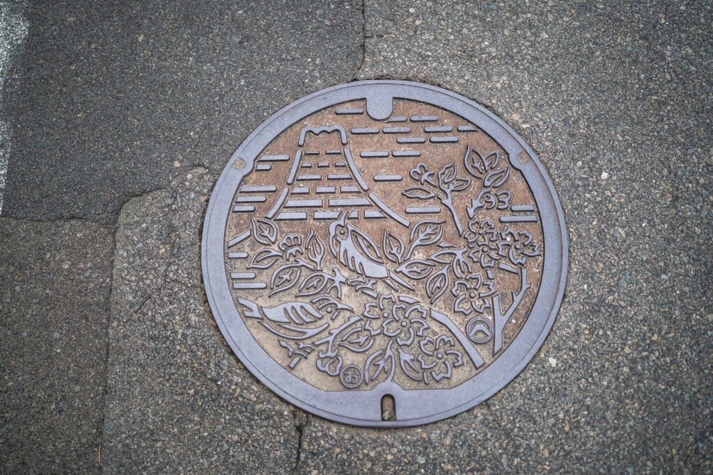 drain cover showing mount fuji