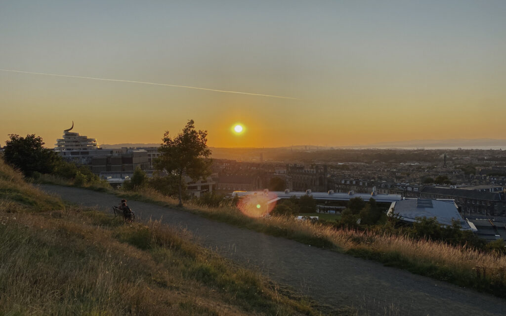 sunset at calton hill edinburgh