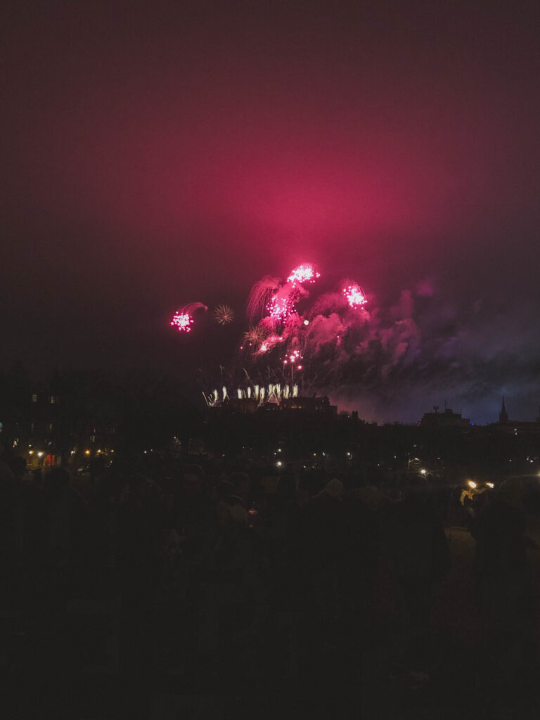 fireworks from edinburgh castle at hogmanay