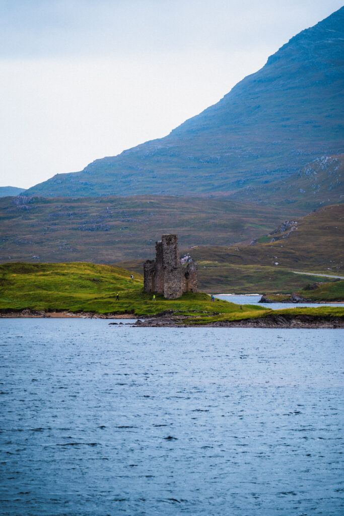 ardvreck castle seen from afar