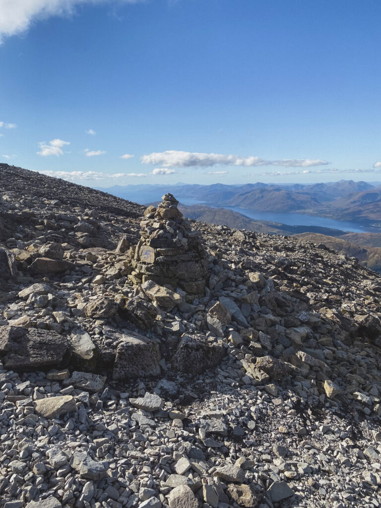 cairn markings at the top of Ben Nevis, Scotland