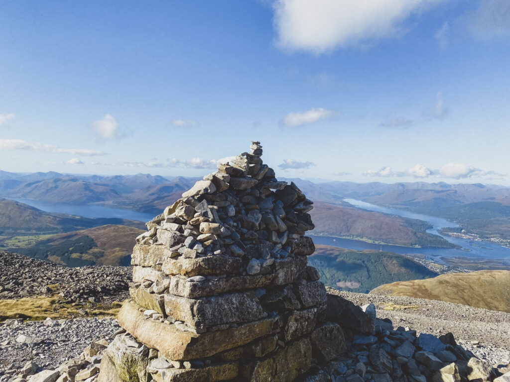 cairn along the path of Ben Nevis route