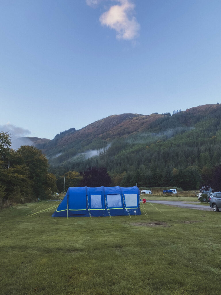 tent pitched up at Glen Nevis camping and carvan site