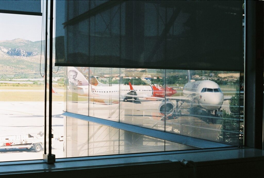 view of plane outside airport window