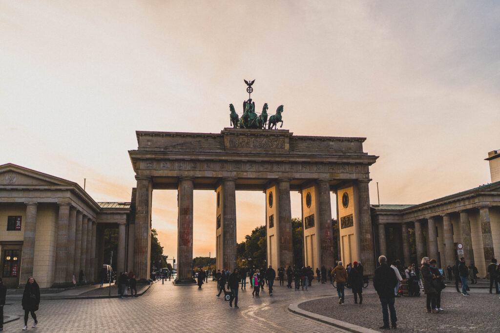 brandenburg gate at sunset