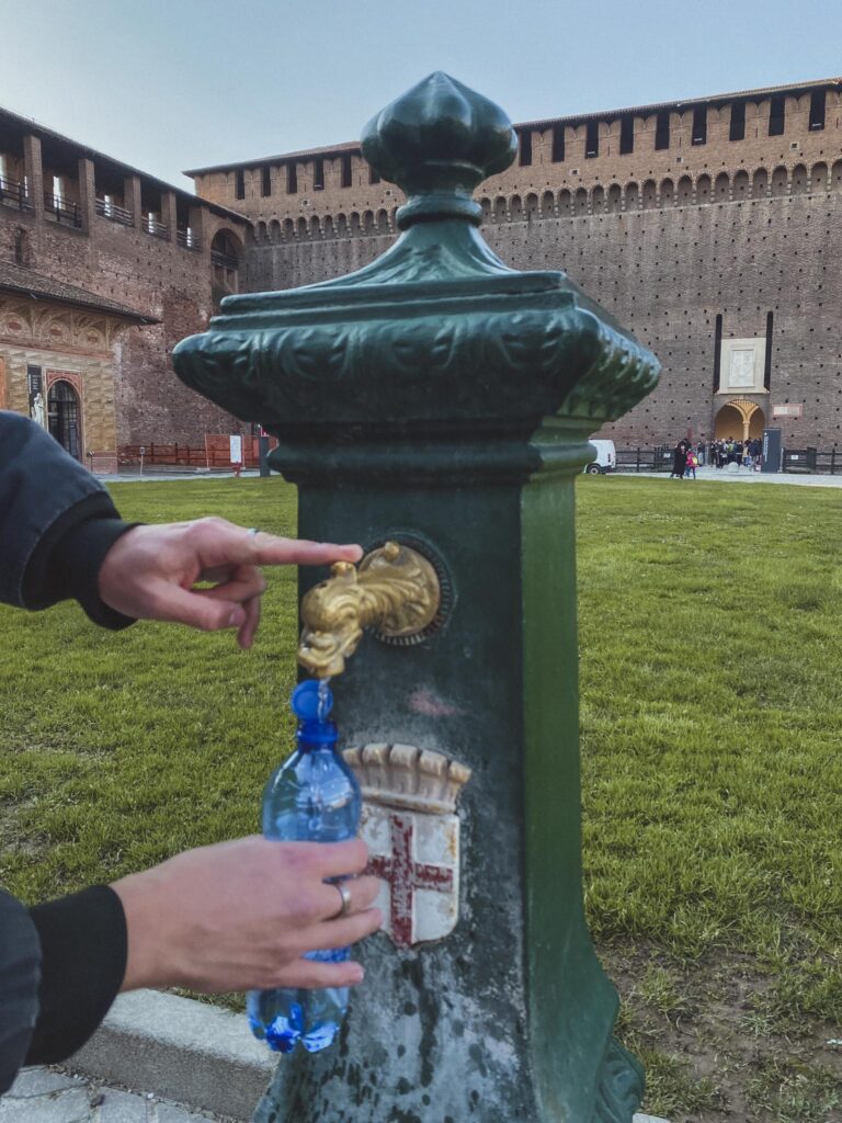 free water fountain inside Ducal Court Milan