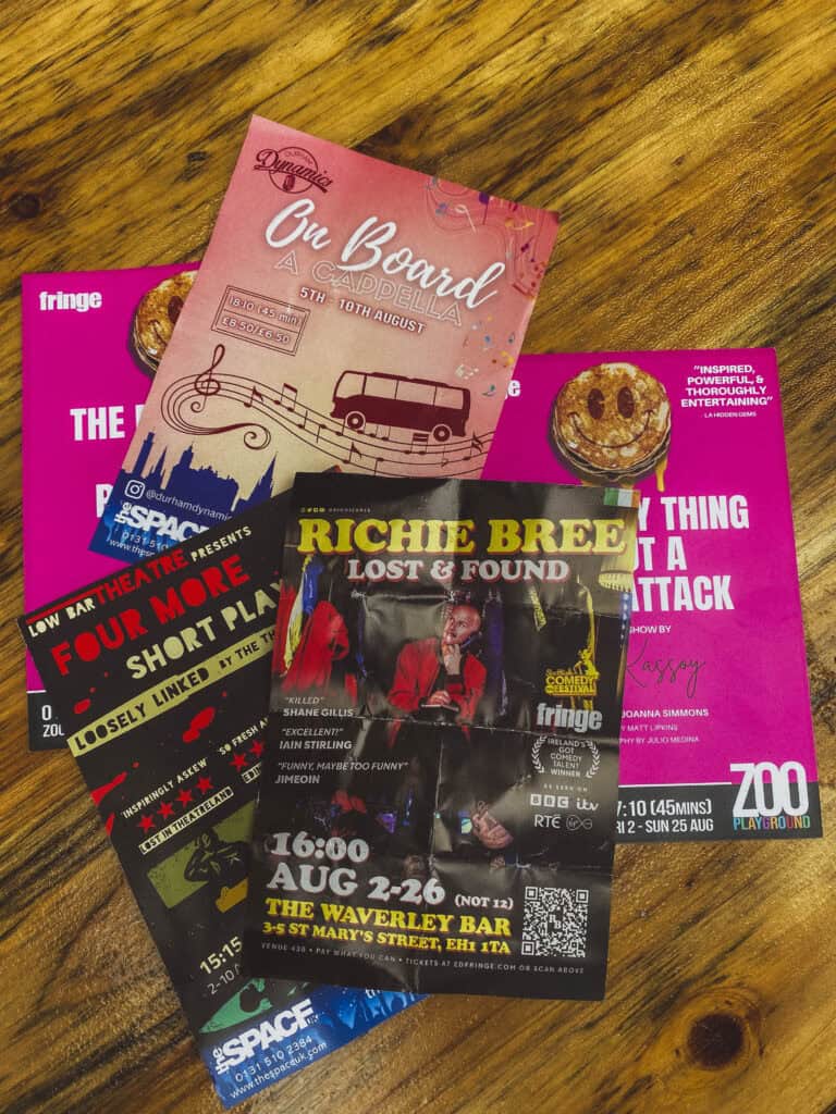 leaflets for the Edinburgh Fringe Festival