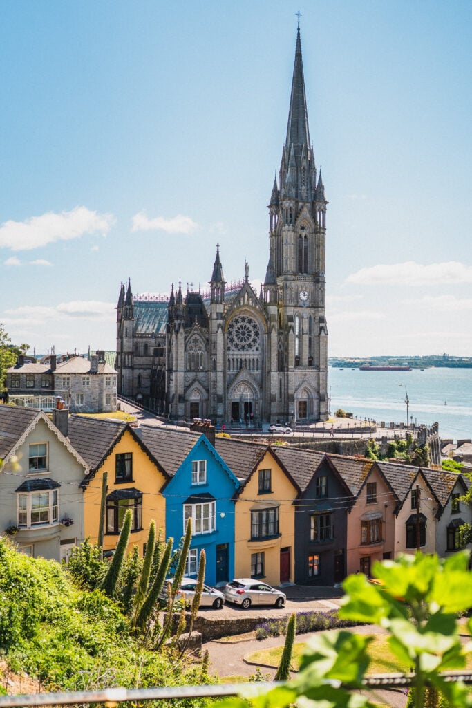 colourful row of houses in Cobh known as "Deck of Cards" Houses