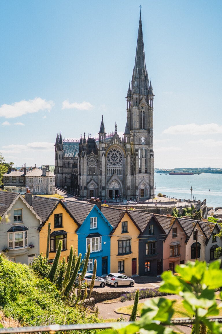 colourful row of houses in Cobh known as "Deck of Cards" Houses